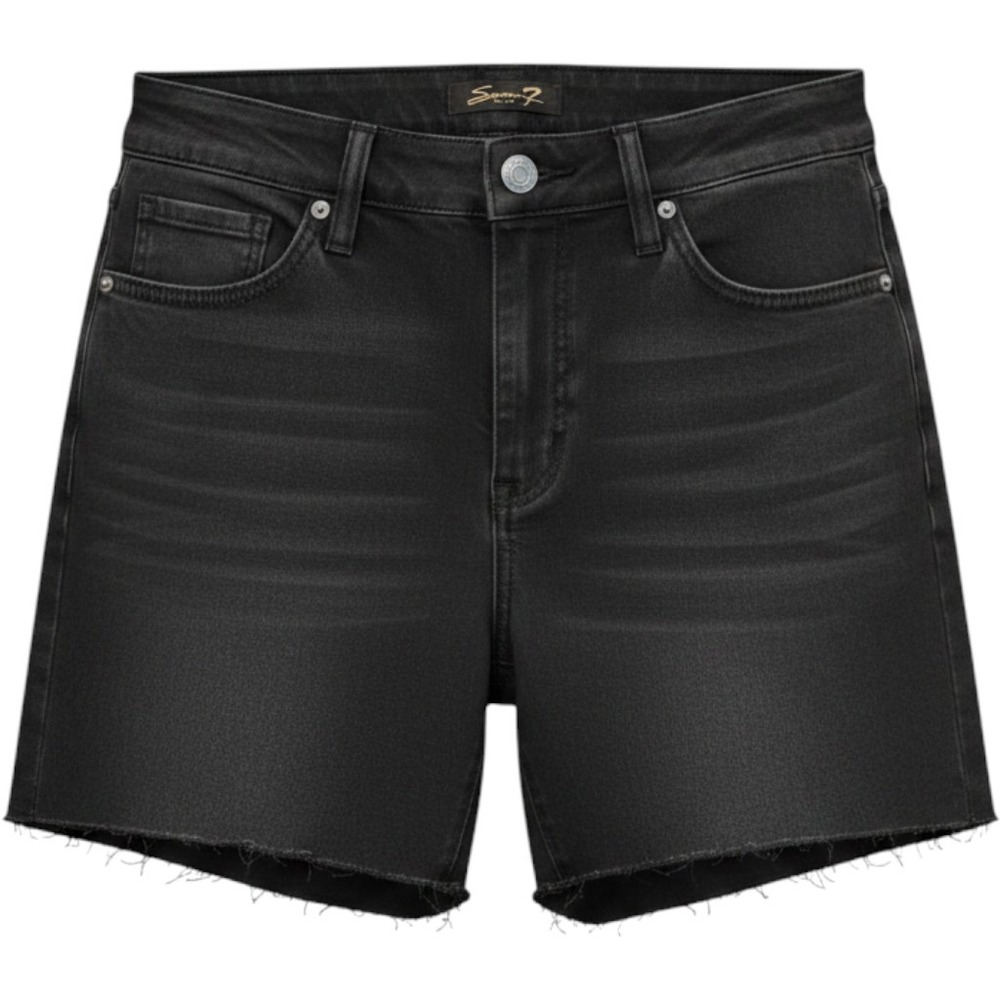 New Seven7 Black Weekend Short Cut Hem Stretch Cotton Stretch Denim Size 6